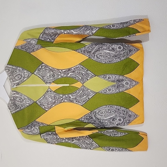 Paisley print bright long sleeve Union Made Vintage top size M - Picture 9 of 12